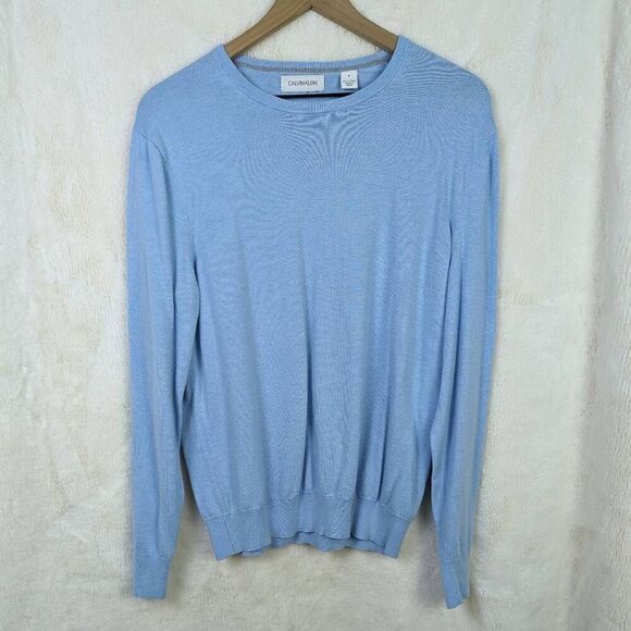 Calvin Klein Men’s Medium Soft Knit Blue Long Sleeve Pullover Sweater Crewneck - Picture 1 of 5